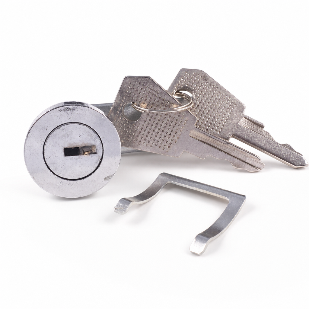 Commercial upright fridge lock mechanism with universal keys