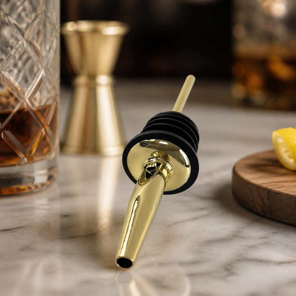 Commercial Gold Plated Stainless Steel Freeflow Pourers 12 Pack