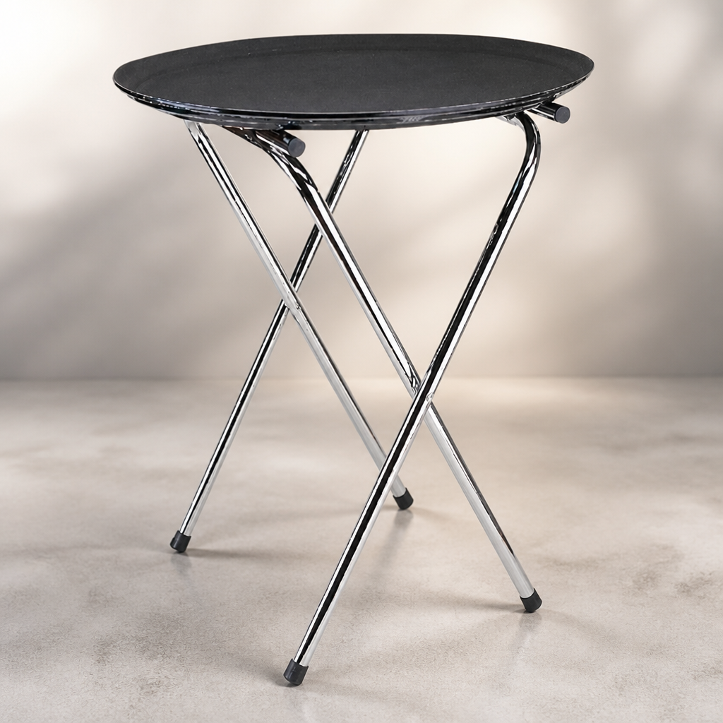 Commercial Chrome-Plated Steel Folding Tray Stand 725mm Height