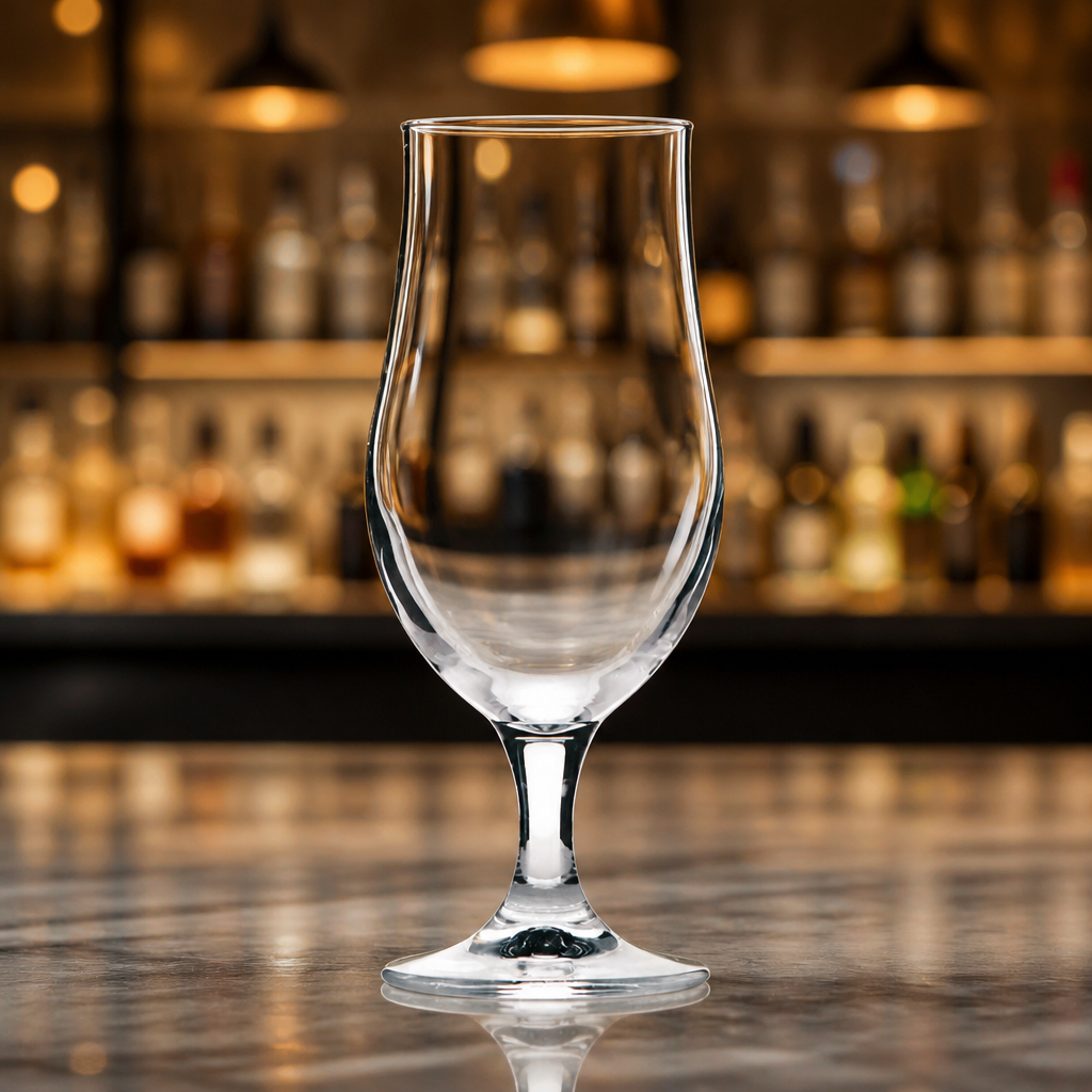Commercial stemmed beer glasses 370ml tulip design 6 pack
