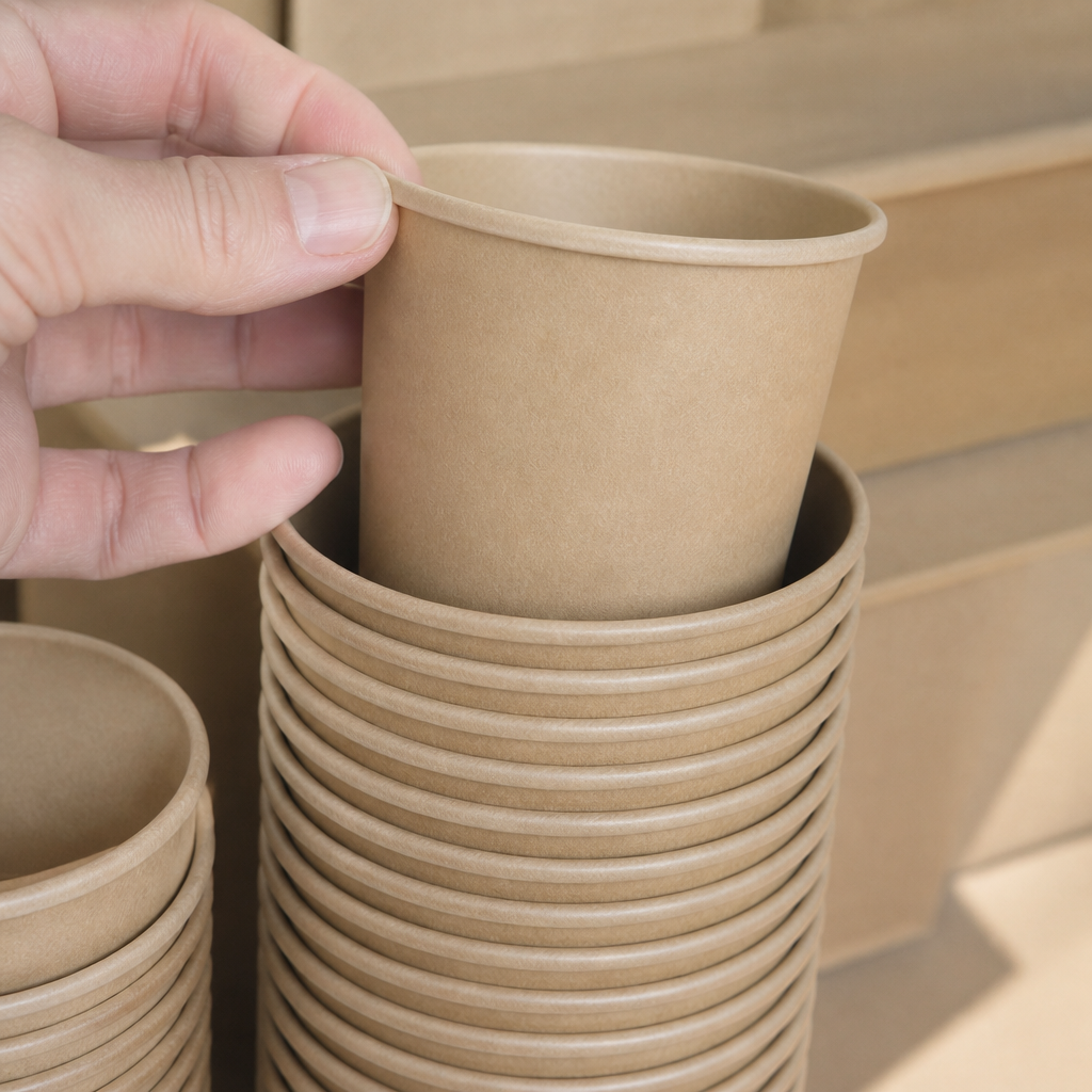 450ml Recyclable Kraft Microwavable Soup Cups 500 Pack
