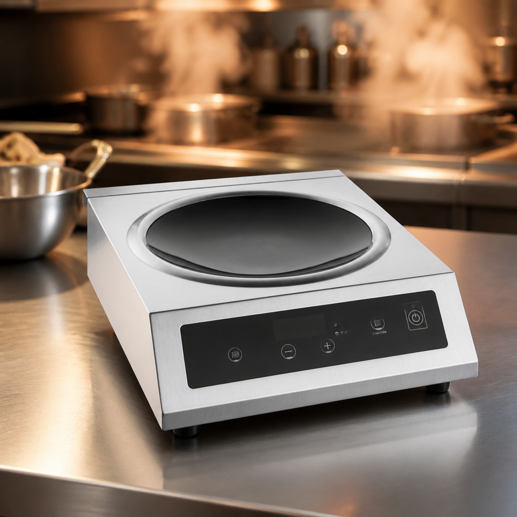 3kW Commercial Induction Wok with Timer and Ceramic Surface
