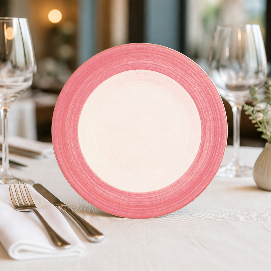 Commercial Porcelain Slimline Plates 230mm Pink 24 Pack