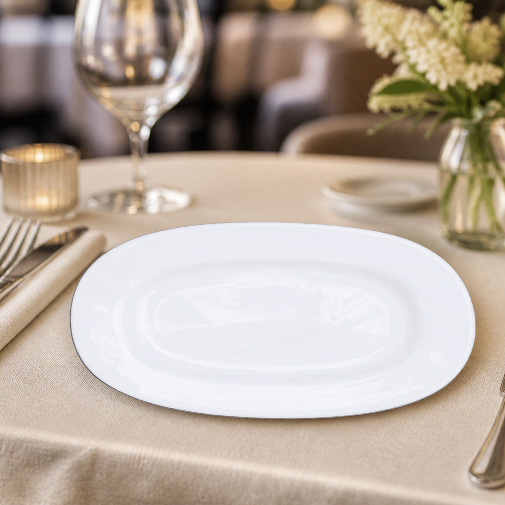 Set of 6 Commercial 280mm Oval Fine China Dishes