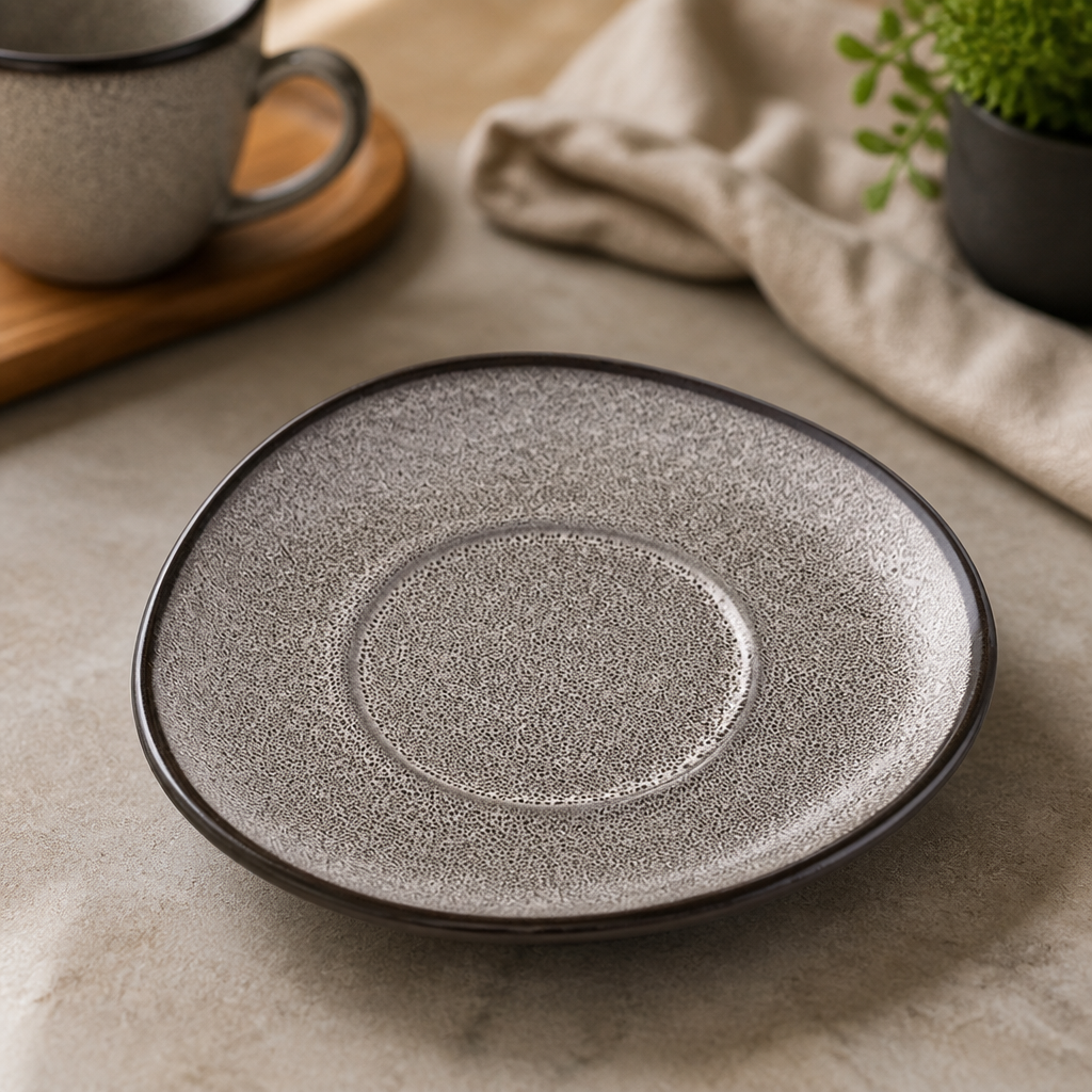 Commercial Triangular Cappuccino Saucers 150mm Grey Stone 6 Pack