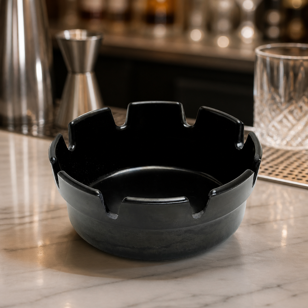 Commercial Outdoor Ashtray Black Crown Style Shatterproof 101mm
