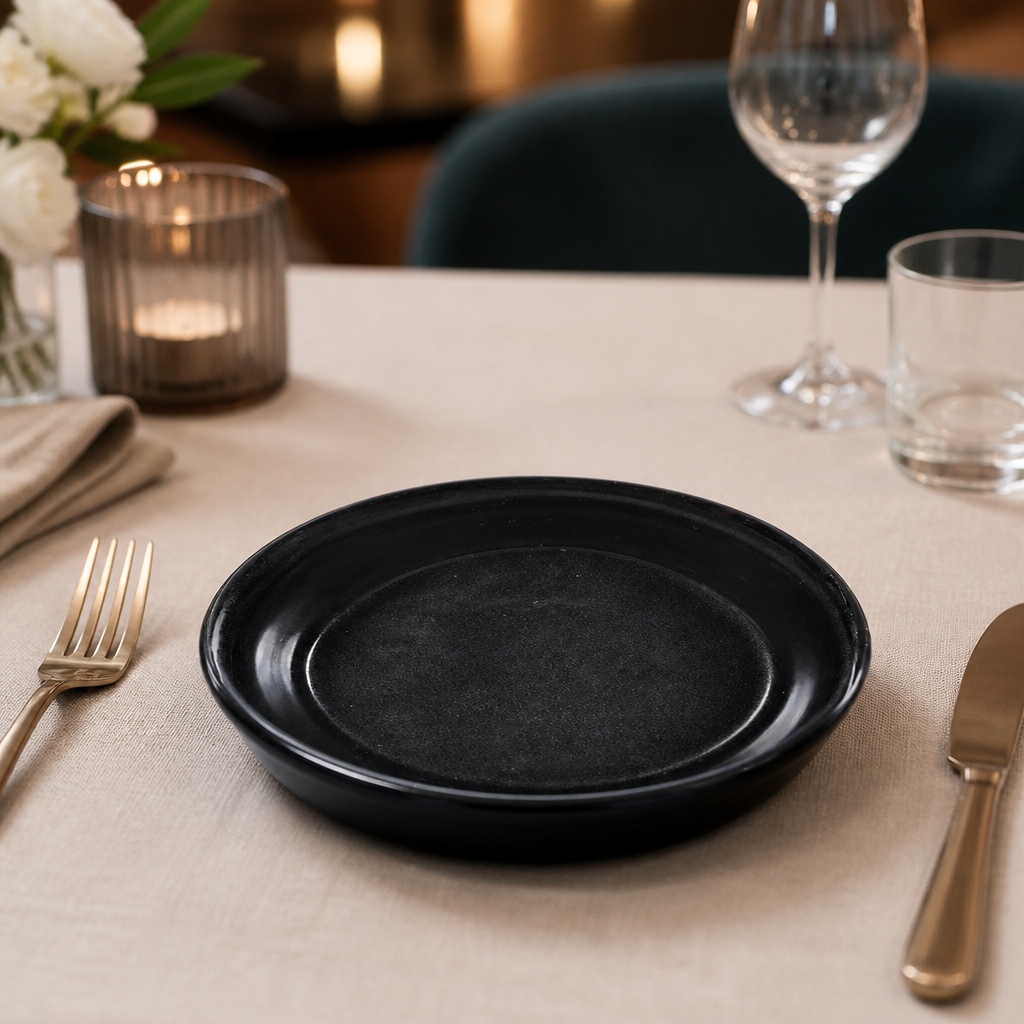 Set of 6 Commercial Black Stoneware Pie Dishes 160mm