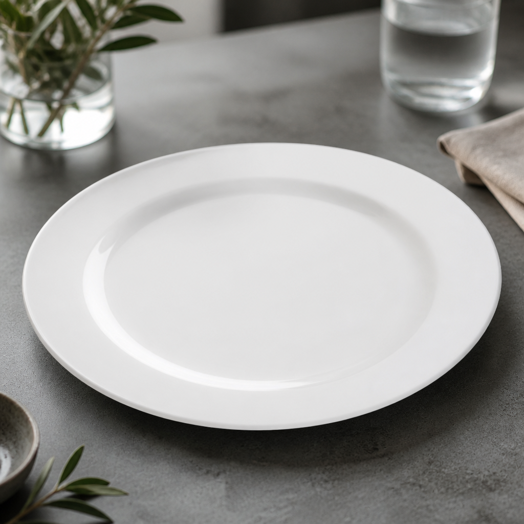 Commercial Porcelain Dinner Plates 260mm Wide Rim 12 Pack