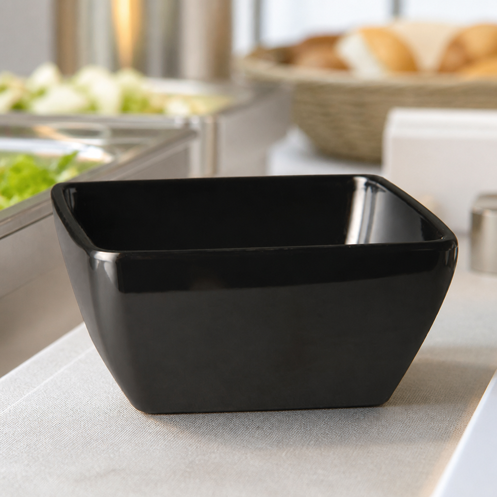 Commercial Mini Black Melamine Square Bowl 140ml 5oz