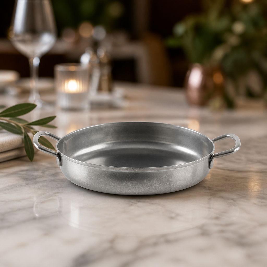 Commercial Vintage Double Handle Balti Dish 180mm Stainless Steel