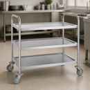 Medium Commercial 3 Tier Stainless Steel Clearing Trolley