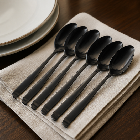 Commercial Solid Serving Spoons Black 6 Pack