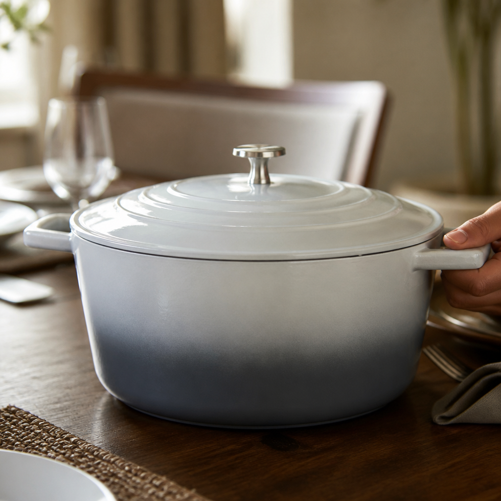 5L Commercial Casserole Dish with Lid in Grey Ombre Finish