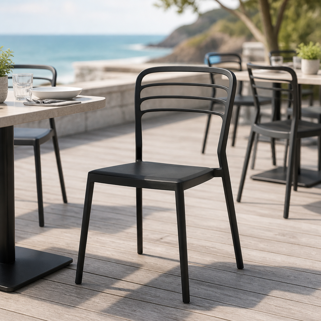 Commercial Outdoor Plastic Chair Set of 4 Ergonomic Seating