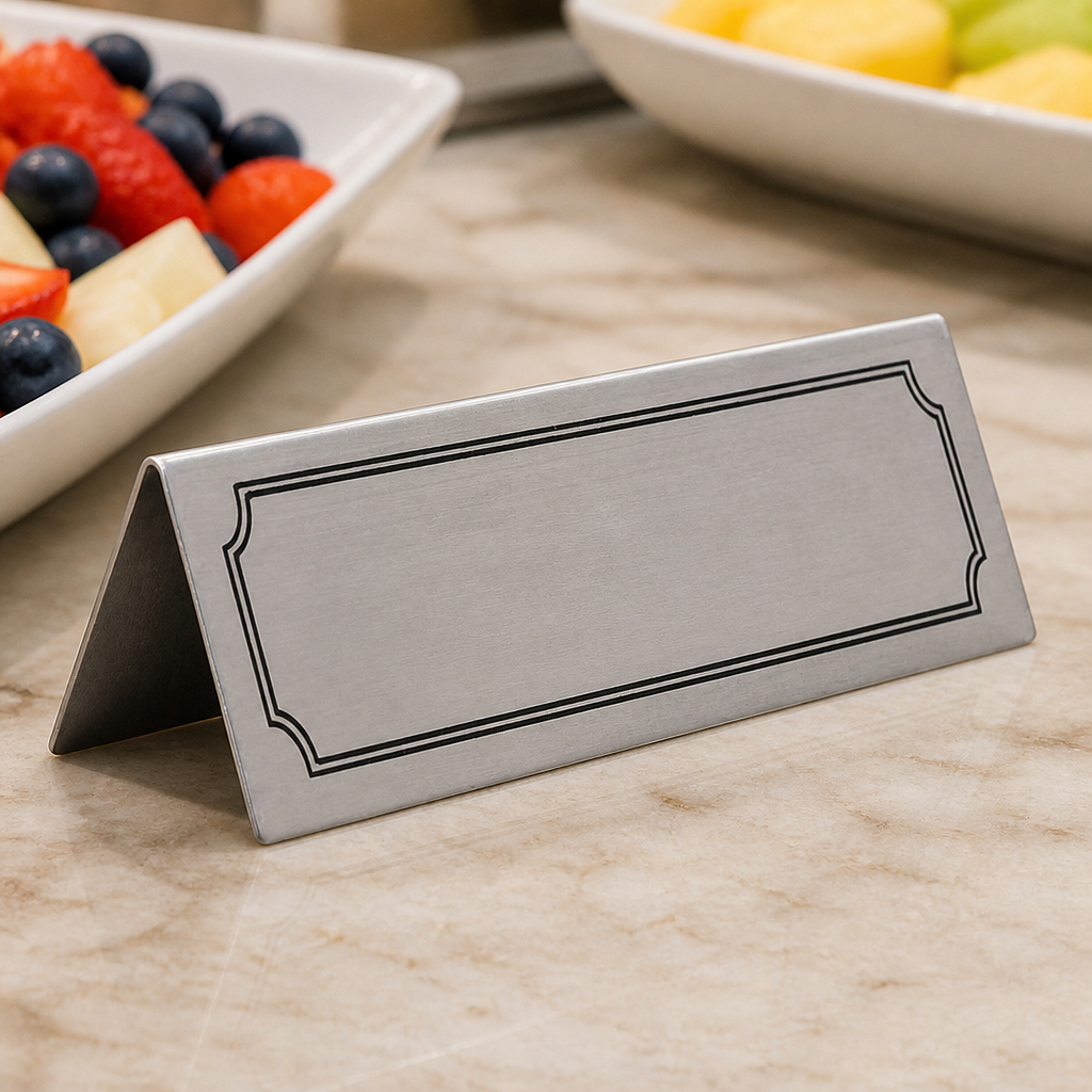 Commercial stainless steel coffee table sign for beverage stations