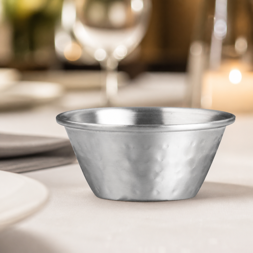 Commercial Stainless Steel Hammered Ramekins 50ml - 48 Pack