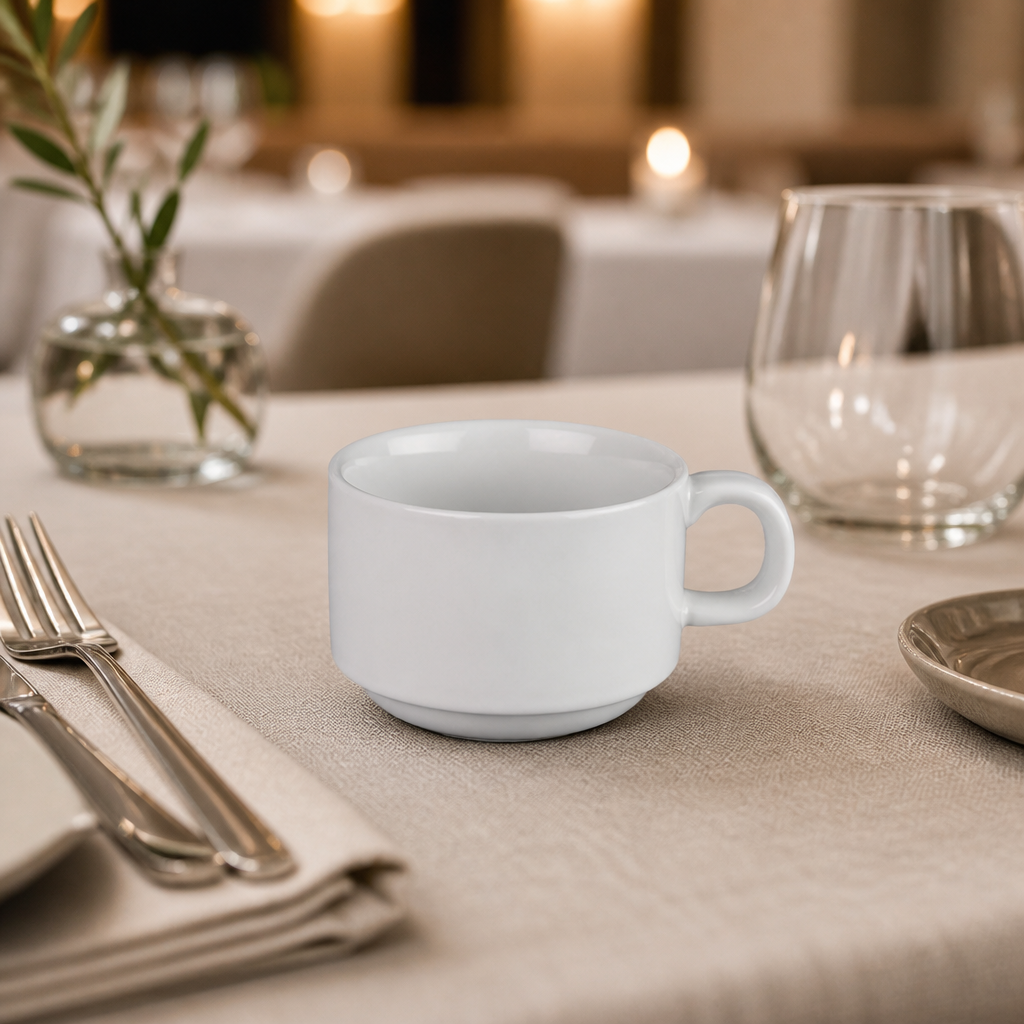 200ml Commercial Tea Cups - 24 Pack Porcelain