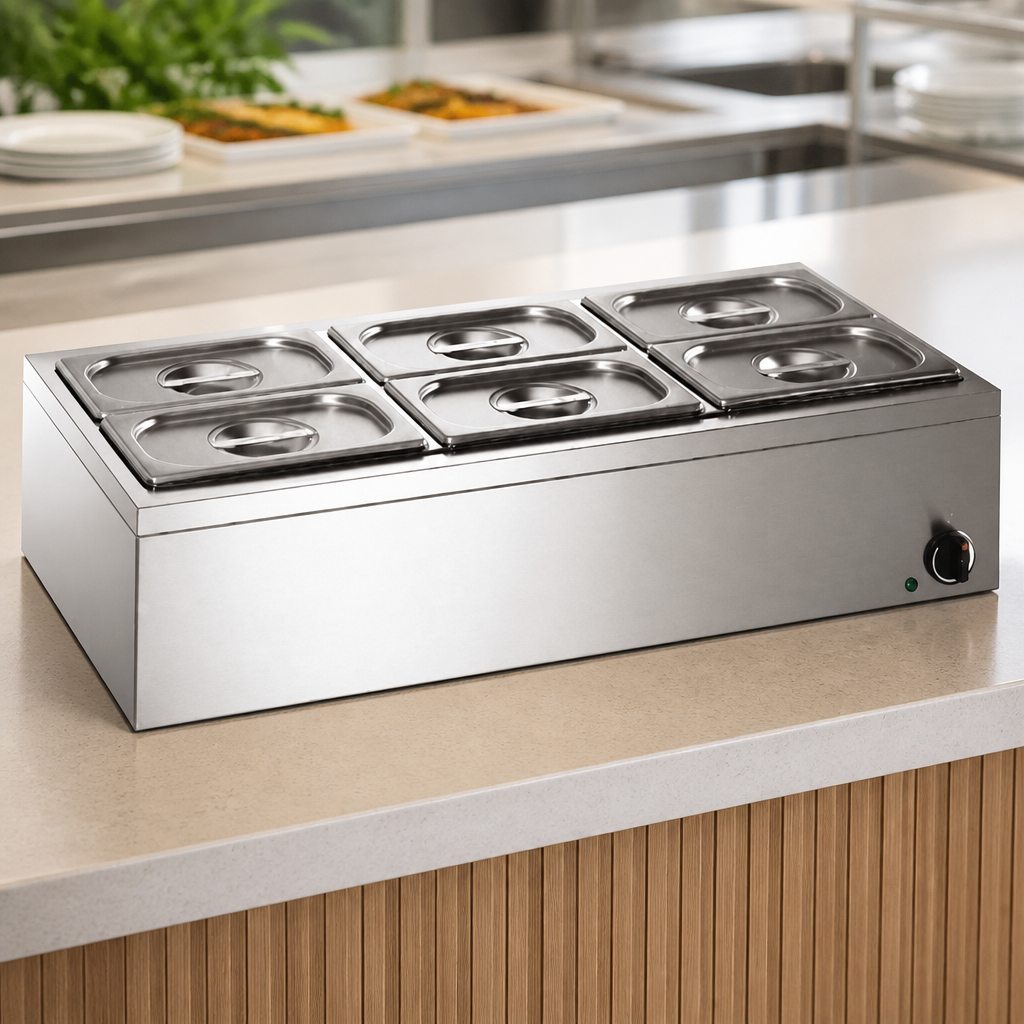 Commercial Bain Marie 6 x 1/4 GN Capacity Hot Food Holder