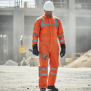 Premium High Visibility Disposable Coverall in Fluorescent Orange with Reflective Bands for Enhanced Safety and Comfort