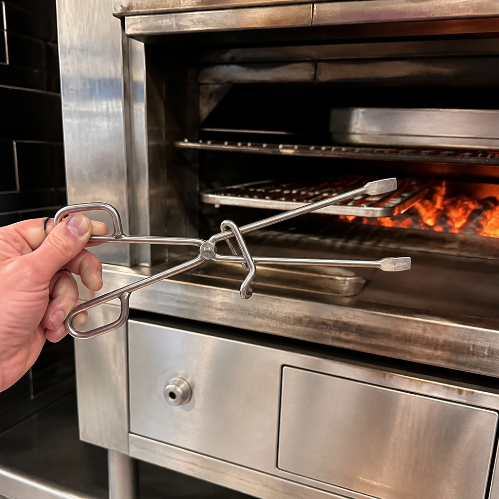 Commercial Charcoal Oven Tongs 35cm Stainless Steel Grilling Tool