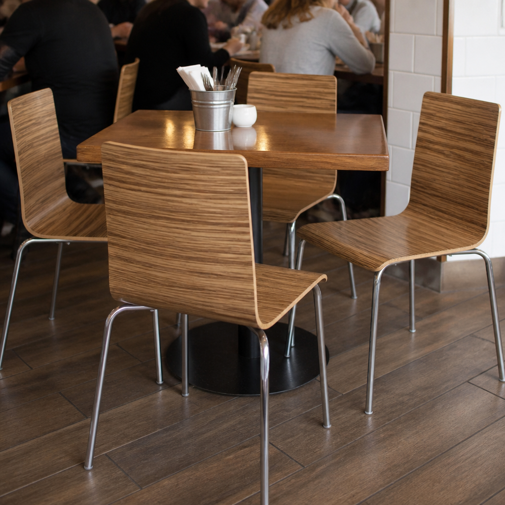 Pack of four Zebrano commercial side chairs