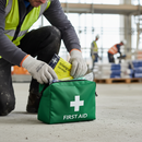 Premium Handy First Aid Kit for 1 Person - Soft Pack with Green Vinyl Pouch, Ideal for Office and Vehicle Emergency Use