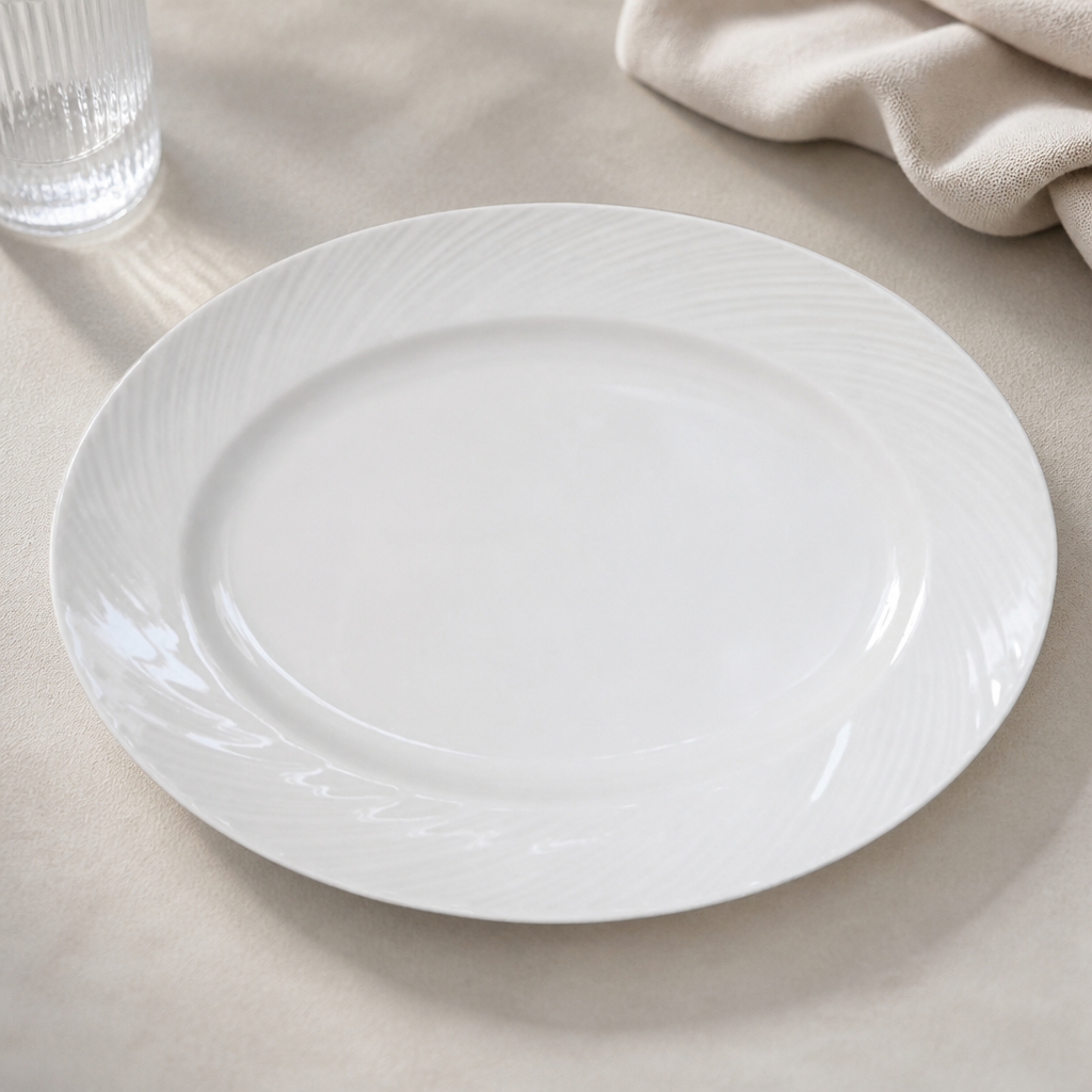 Commercial Porcelain Oval Plates 330mm - 12 Pack