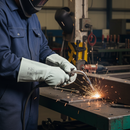 Premium Mordant Leather Welding Gauntlet with Chrome Cuff for TIG Welding - EN388 and EN407 Certified