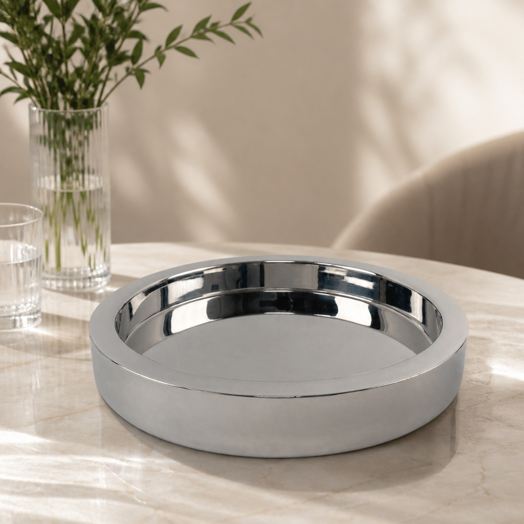 Commercial Double-Wall Stainless Steel Round Tray 355mm
