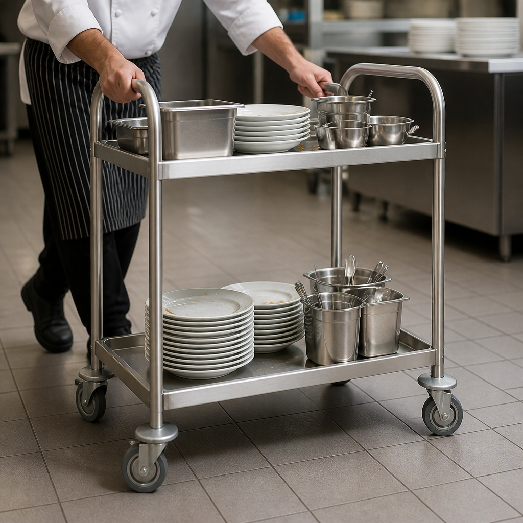 Commercial Stainless Steel 2 Tier Clearing Trolley Utility Cart