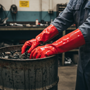 Premium Fully Coated PVC Gauntlets - Heavy Duty Red 350mm Length with Maximum Liquid Protection