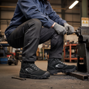 Premium Heavy Duty Metal Free Safety Boots S1P with Suede Leather and Breathable Textile, Non-Metallic Fiberglass Cap and APT Plate