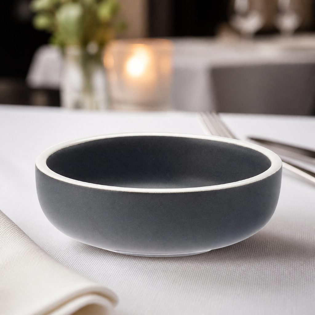 Commercial Dipping Pots Charcoal 90mm Vitrified Porcelain 12 Pack