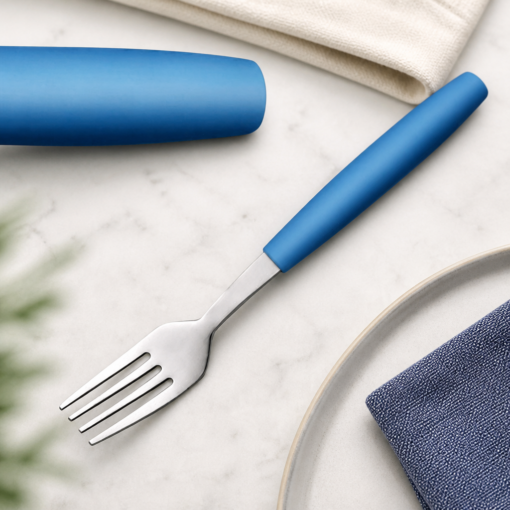 Commercial Dessert Forks 180mm Blue Handle Pack of 12