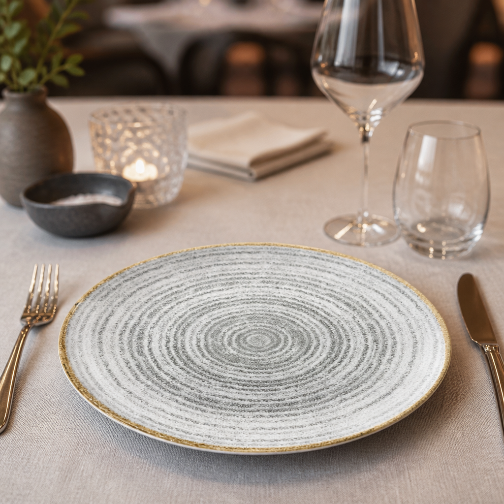 Commercial Stone Grey Coupe Plates 288mm - 12 Pack