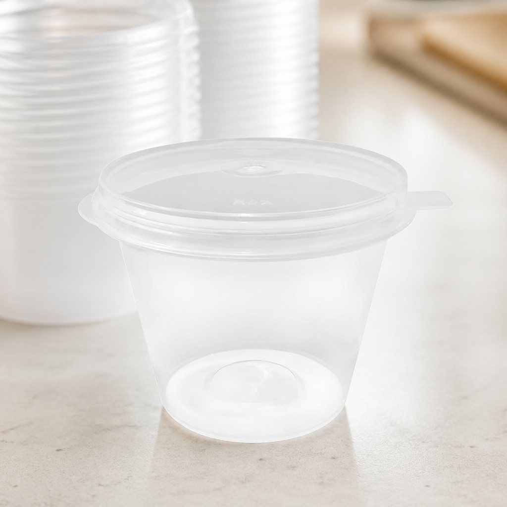 50ml recyclable portion pots with lids, 50 pack