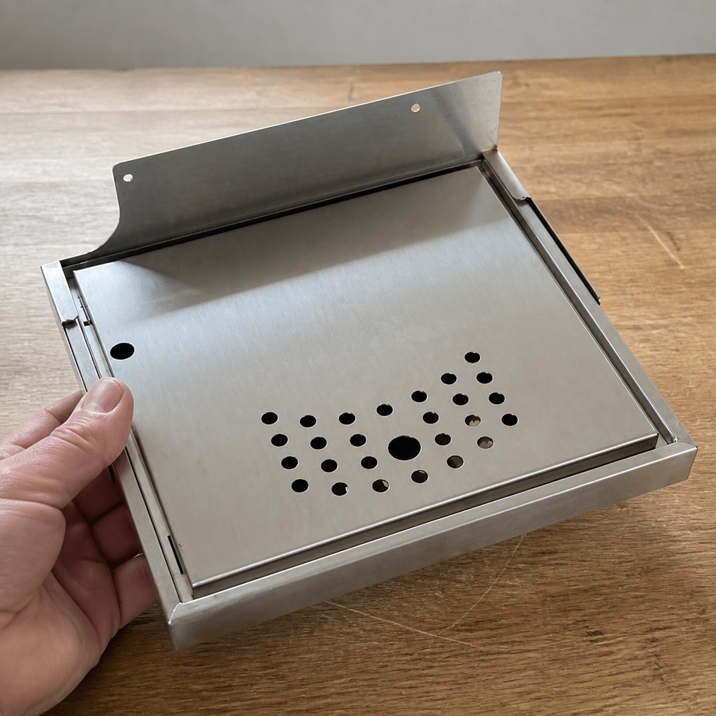 Commercial drip tray for water boiler in stainless steel