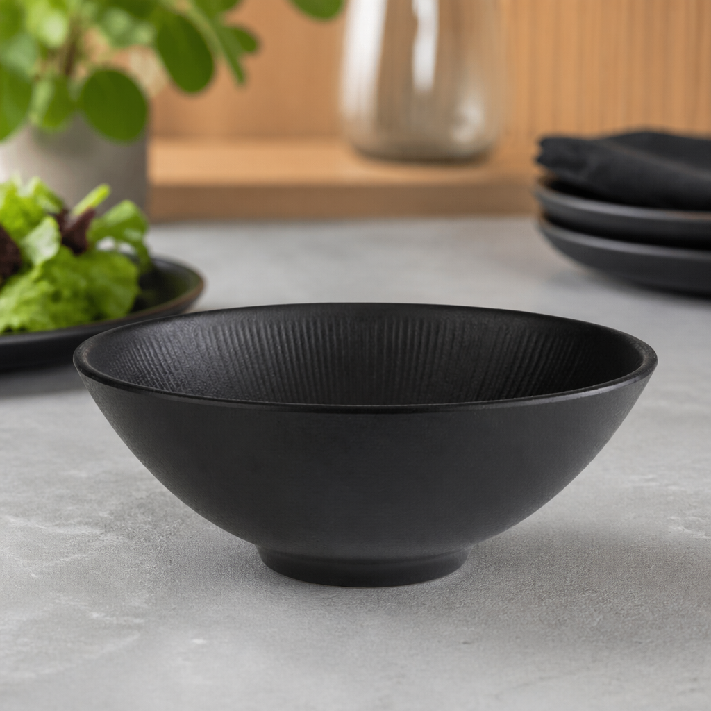 Commercial Melamine Bowl 240mm Black Heat-Resistant Durable