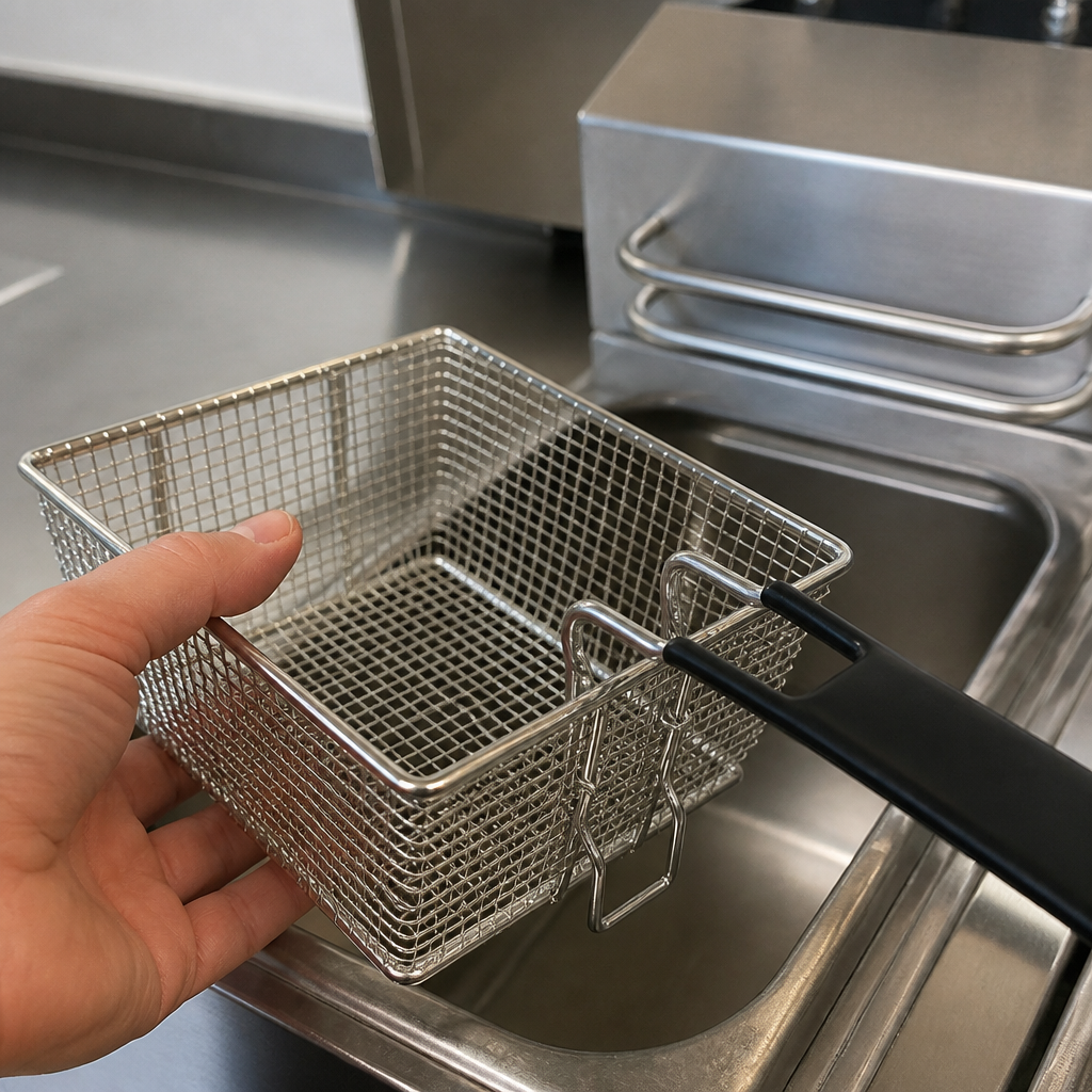 Commercial Fryer Basket 105mm Height Iron Silver Finish