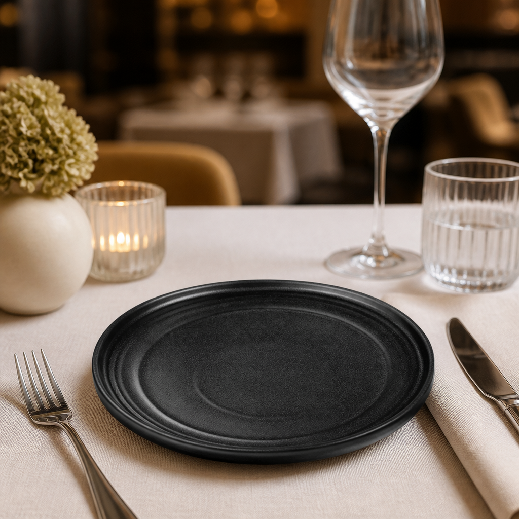 Commercial Textured Black Starter Plates 220mm 6 Pack