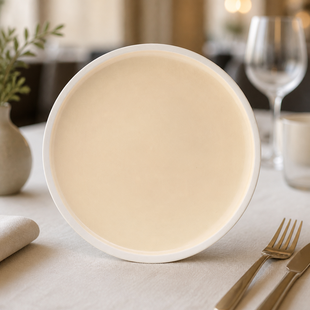 Commercial Vitrified Porcelain Plates 240mm Vanilla 6 Pack