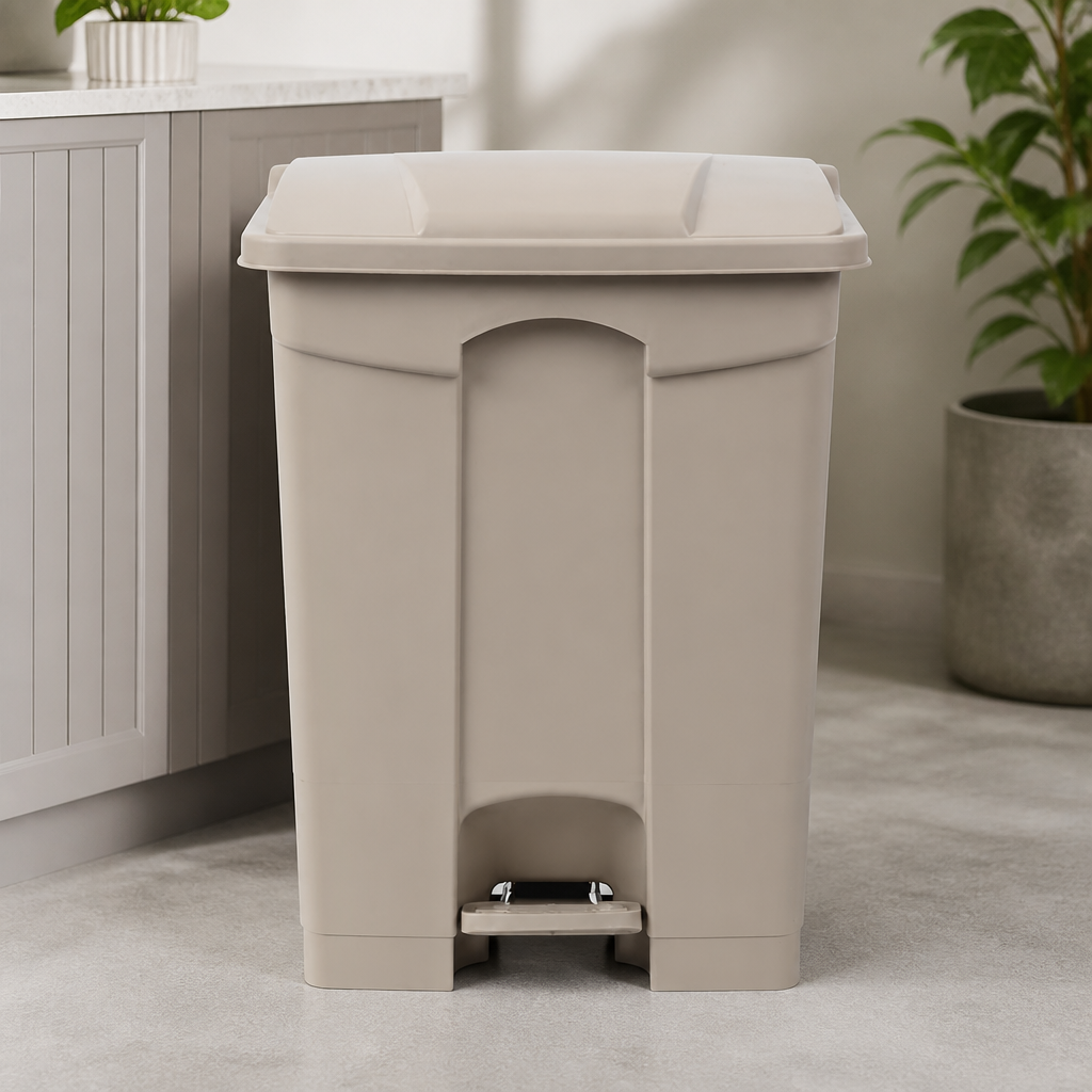 Beige 65L Pedal Bin for Hygienic Waste Disposal
