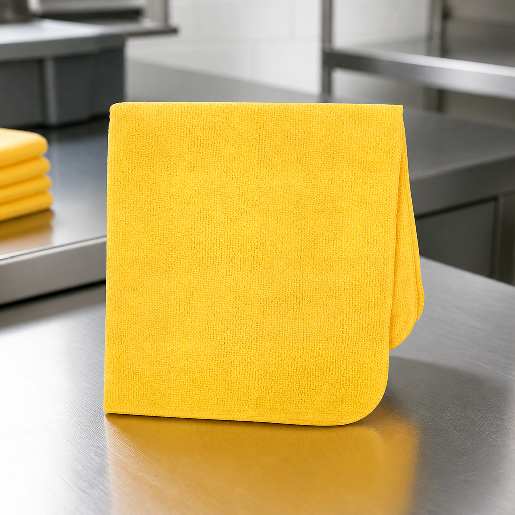 Commercial Microfibre Cleaning Cloths 400x400mm Yellow 24 Pack