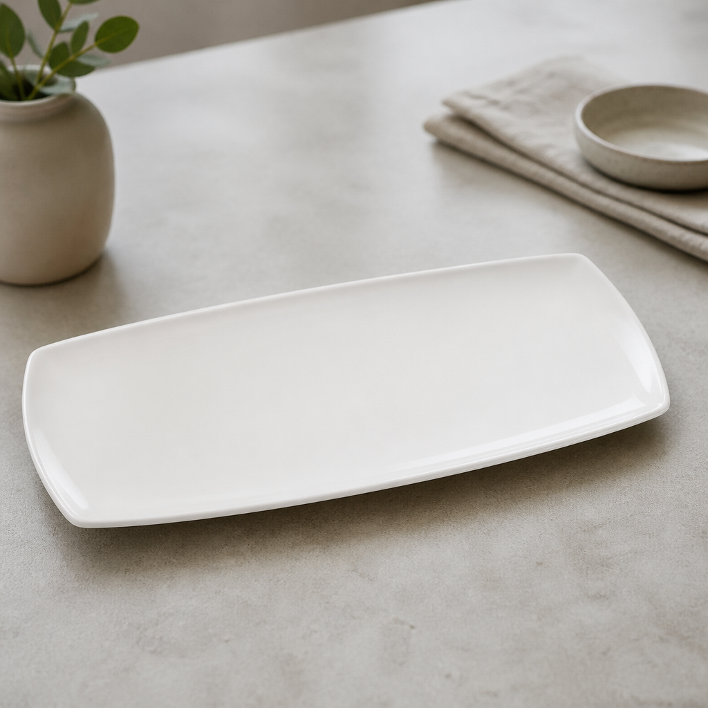 Commercial Rectangular Porcelain Plates 355 x 140mm 6 Pack