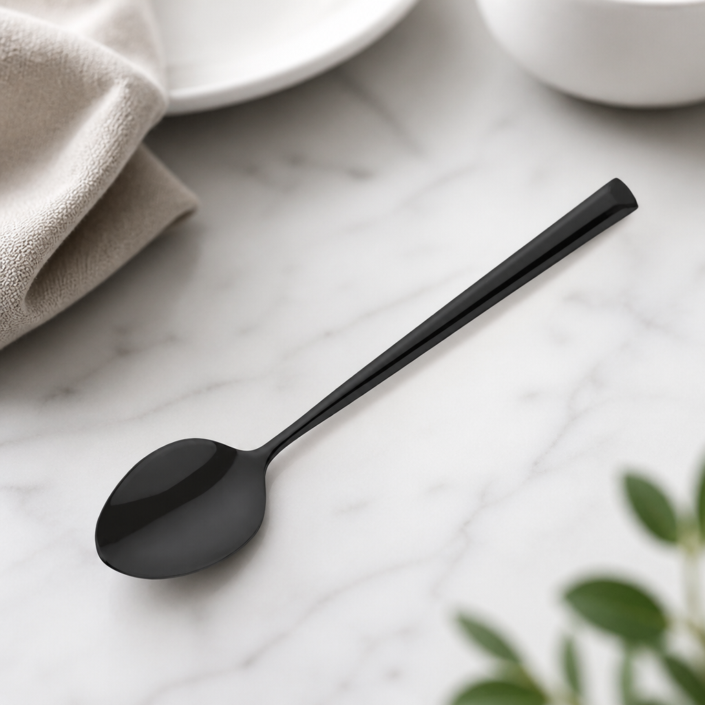 Commercial Black Medium Teaspoons Set of 12 for Catering