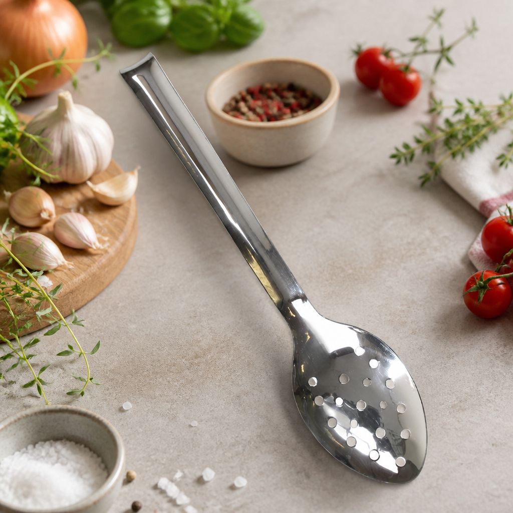 12 inch perforated serving spoon with handle