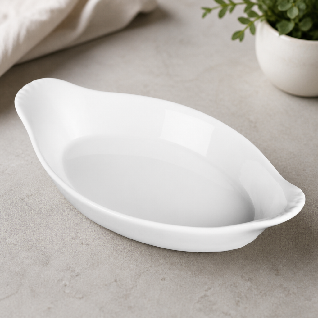 Commercial Oval Eared Dishes 204mm Porcelain 215ml 6 Pack