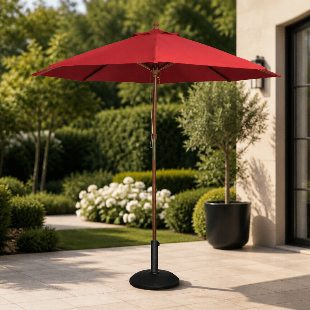 Commercial Round Parasol 3m Diameter Red Canopy Outdoor Shade