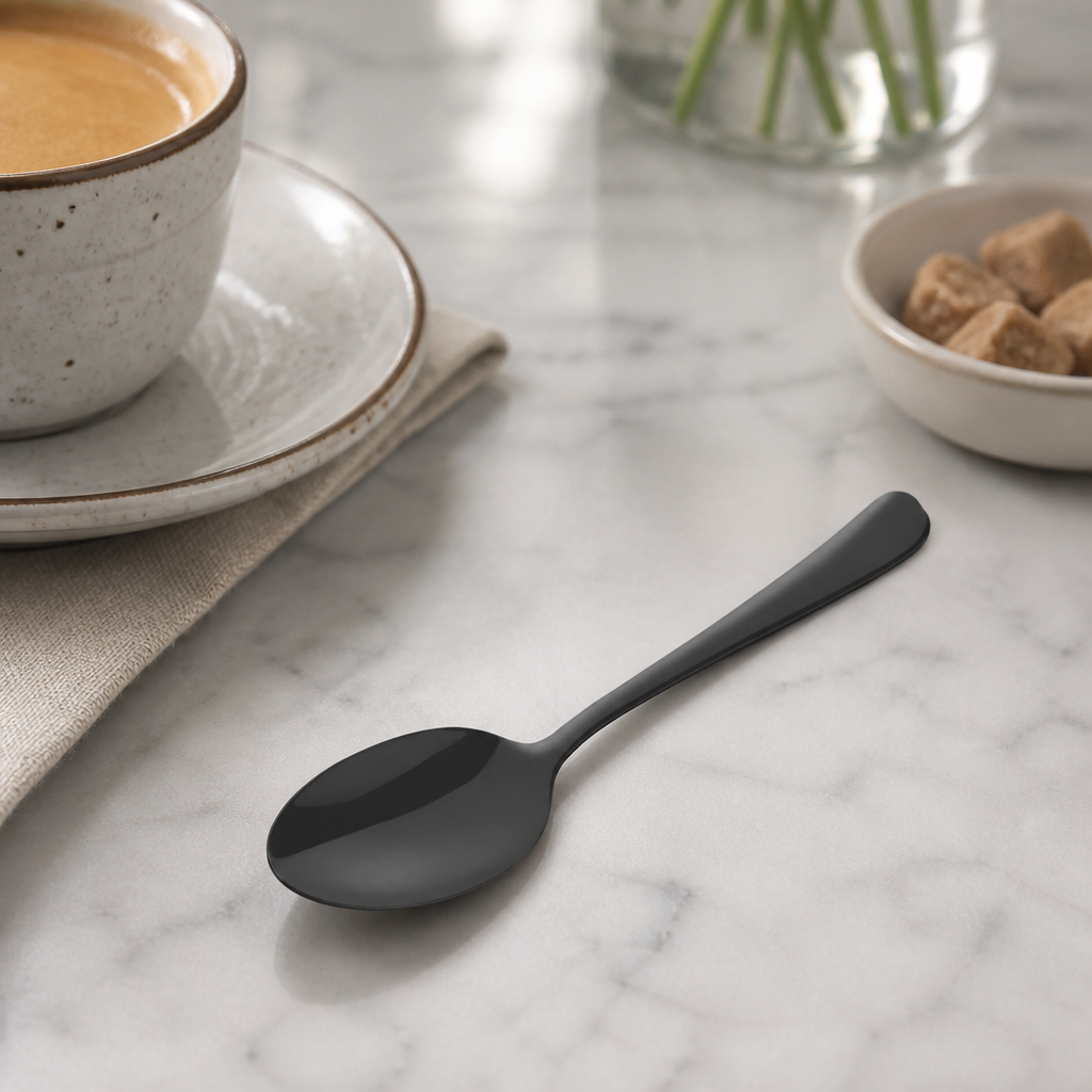 Commercial Teaspoons Set of 12 Black Stainless Steel Cutlery