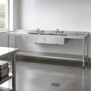 Commercial Double Sink with Double Drainer 2400mm Stainless Steel